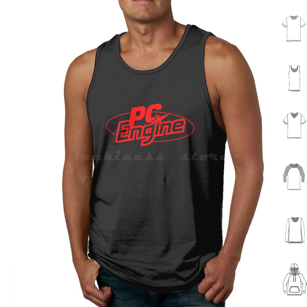 Japan Pc Gaming - Pc 엔진 로고 탱크탑 프린트 코튼
