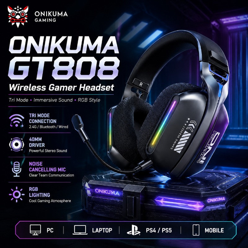 Pc Gaming Earbuds - ONIKUMA GT808 무선 게임용 헤드셋 트라이