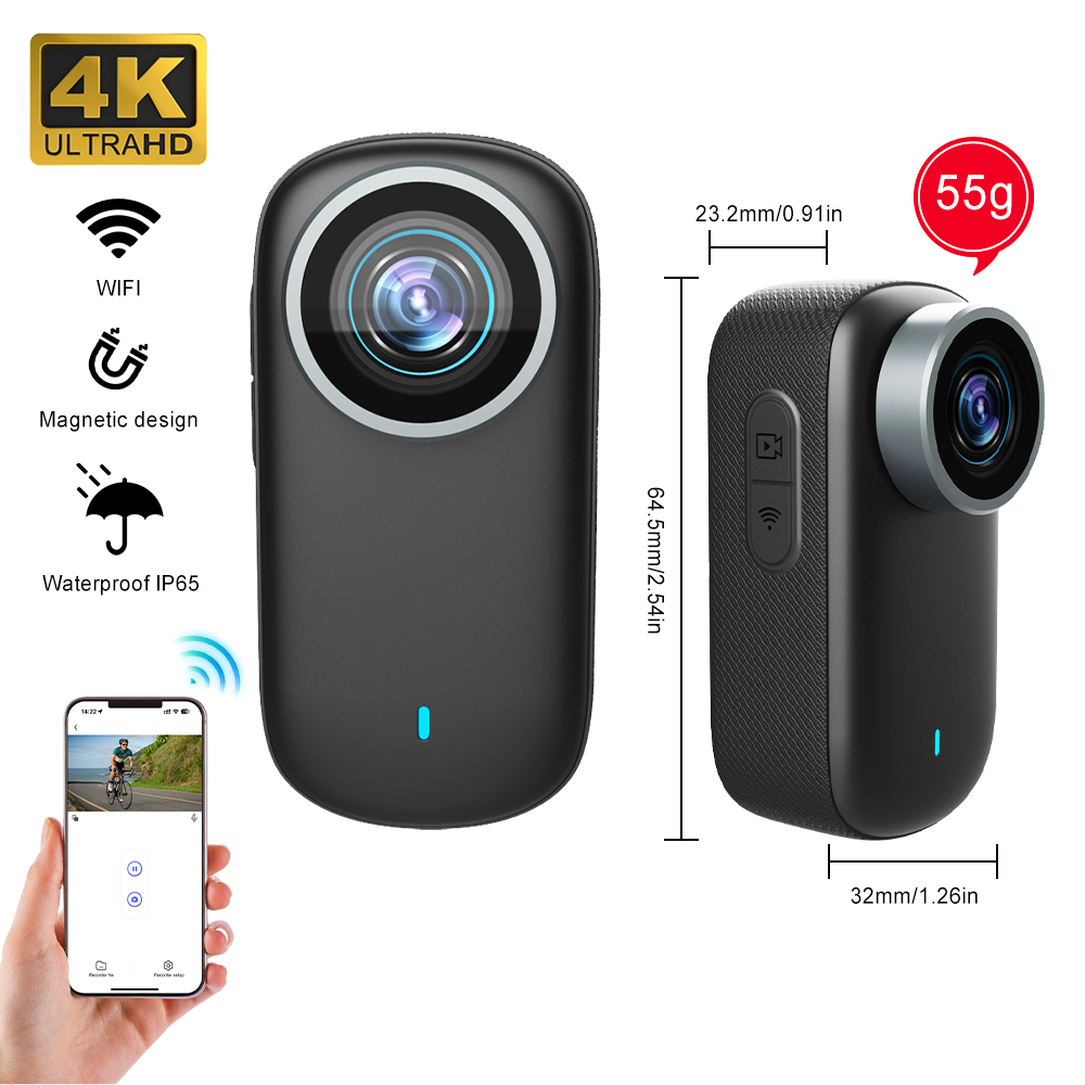 Webcam 4K - WiFi 4K 미니 썸 카메라 바디캠