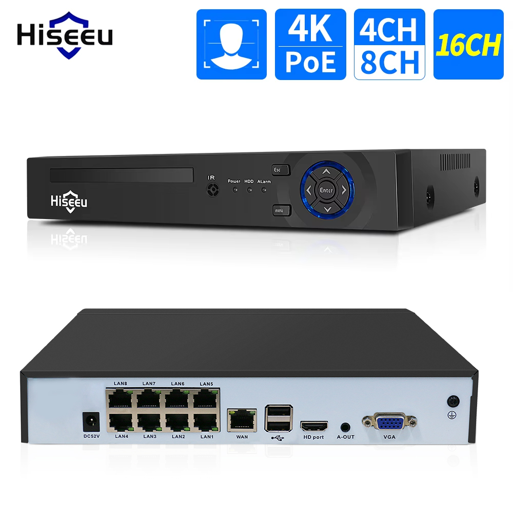 Hiseeu 4CH 10CH 16CH 4K 8MP 5M - Webcam 4K 리뷰 및 가격
