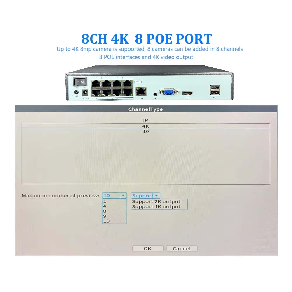 4K 10CH NVR 4/8포트 POE 8MP 5MP  - Webcam 4K 리뷰 및 가격